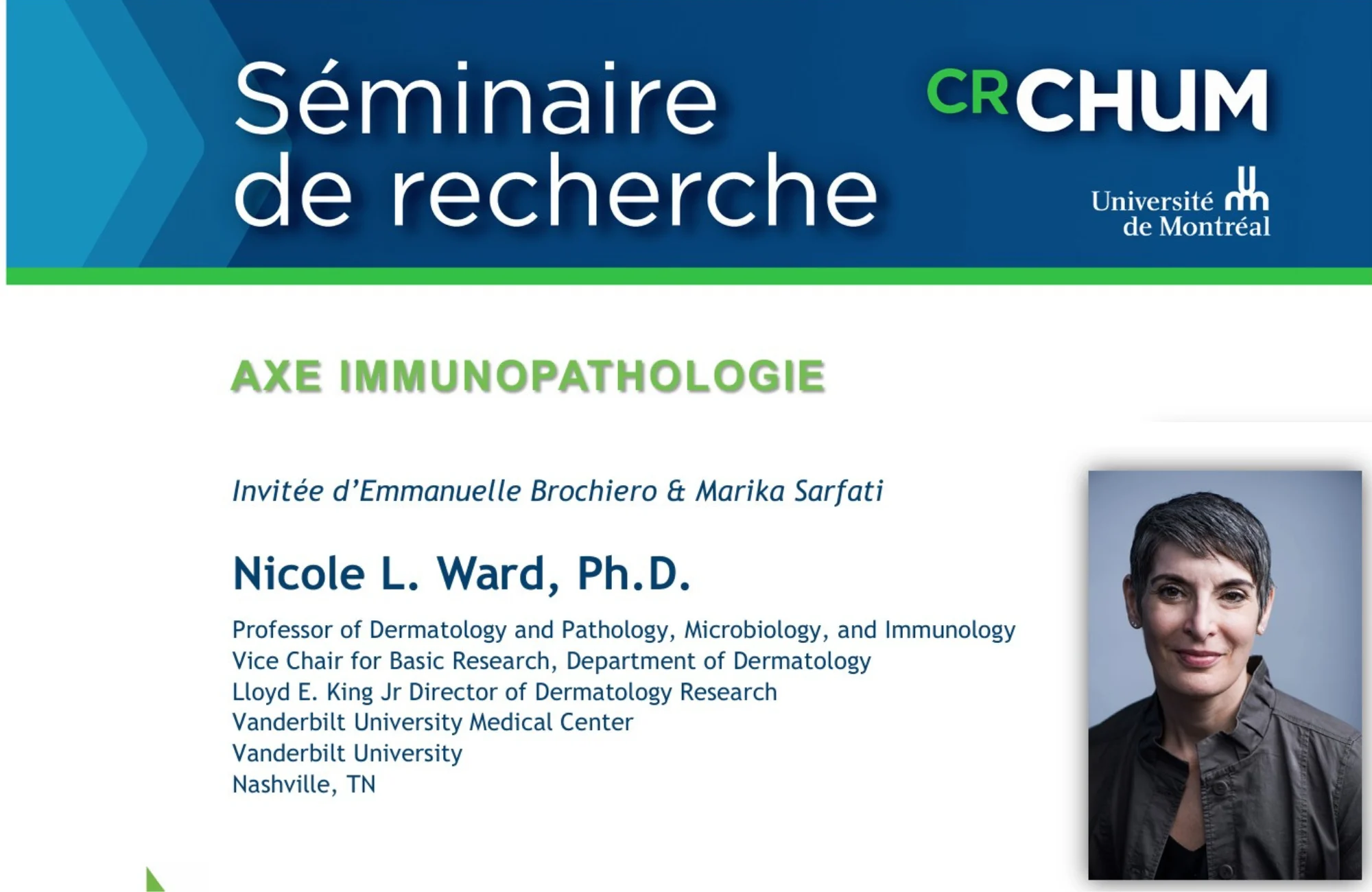 Séminaire Nicole Ward, PhD, 13 juin 2025 au CRCHUM